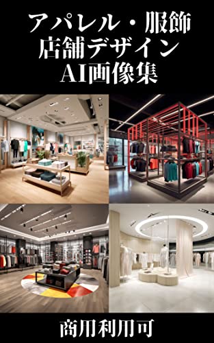 Apparel clothing store design AI image collection: Exhibits displays lighting color schemes etc (Japanese Edition)
