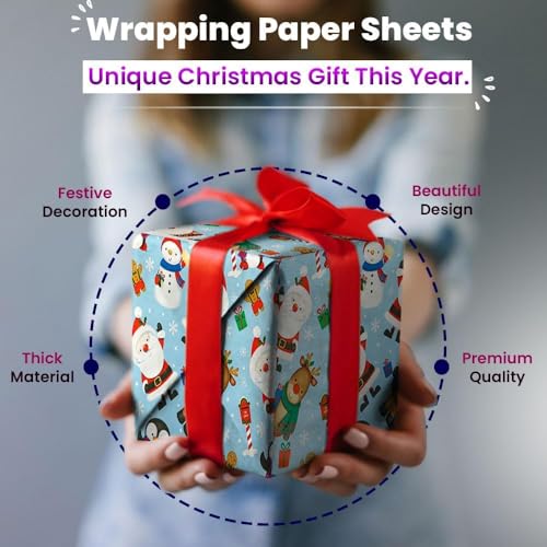 4 x 7M Cute Christmas Wrapping Paper roll -Perfect for Christmas, Birthday, Festival, Party or Wedding Gift and Festive Decoration by Karma Ltd - Image 4