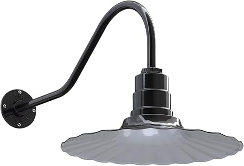 Miniatura 35 de Steel Lighting Co. Highland Park - Luz de granero | Montada en la pared al aire libre | Onda radial de 16 pulgadas | Cuello de cisne de 23 pulgadas