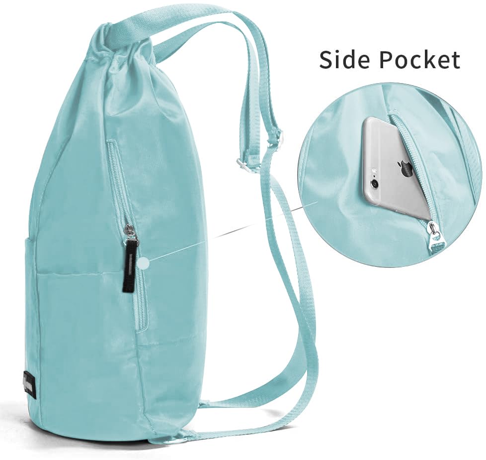 Image of ZOORON Waterproof Drawstring Gym Backpack Bag for Men & Women, Sport Gym Sack Mini Travel Daypack