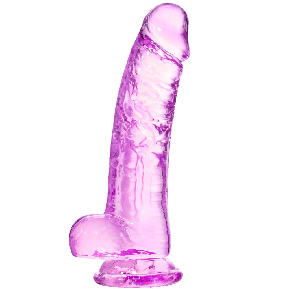 Pink Suction Cup Dildo - 8.2 inch Realistic Dildo, Big Adult Sex Toy with Suction Cup, Suitable for Women/Men/Gay, with Curved Shaft and Ball, Suitable for Vaginal G-spot and Anus.
