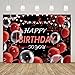CGXINS Red and Black Happy Birthday Photography Backdrop Balloon Confetti Happy Birthday Banner for Men Woman Birthday Party Decorations 5x3ft Anniversary Party Photo Background