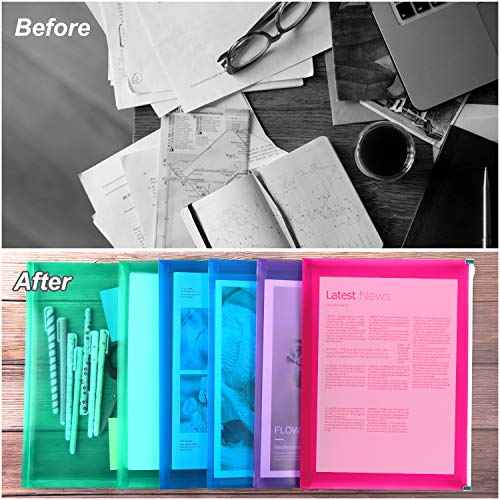 Eoout 8Pcs Plastic Envelopes, 9.8 X 12.8 Inches Letter Size Poly Zip Envelopes, Expanding Zipper Folder With 4 Assorted Colors For School And Office Supplies #TOP4
