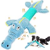 WOWBALA Interactive Tug of War Dog Toys for Small to Large Breeds-Squeaky Plush Puppy Toys with Crinkle Paper, Stuffed Chew Dog Toys to Keep Them Busy, Training Reward Gift (Blue)