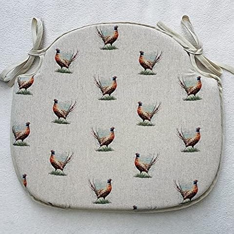 SET OF 4 CLASSIC COUNTRY PHEASANT SPINDLE BACK SHAPED CHAIR SEAT PADS Cover