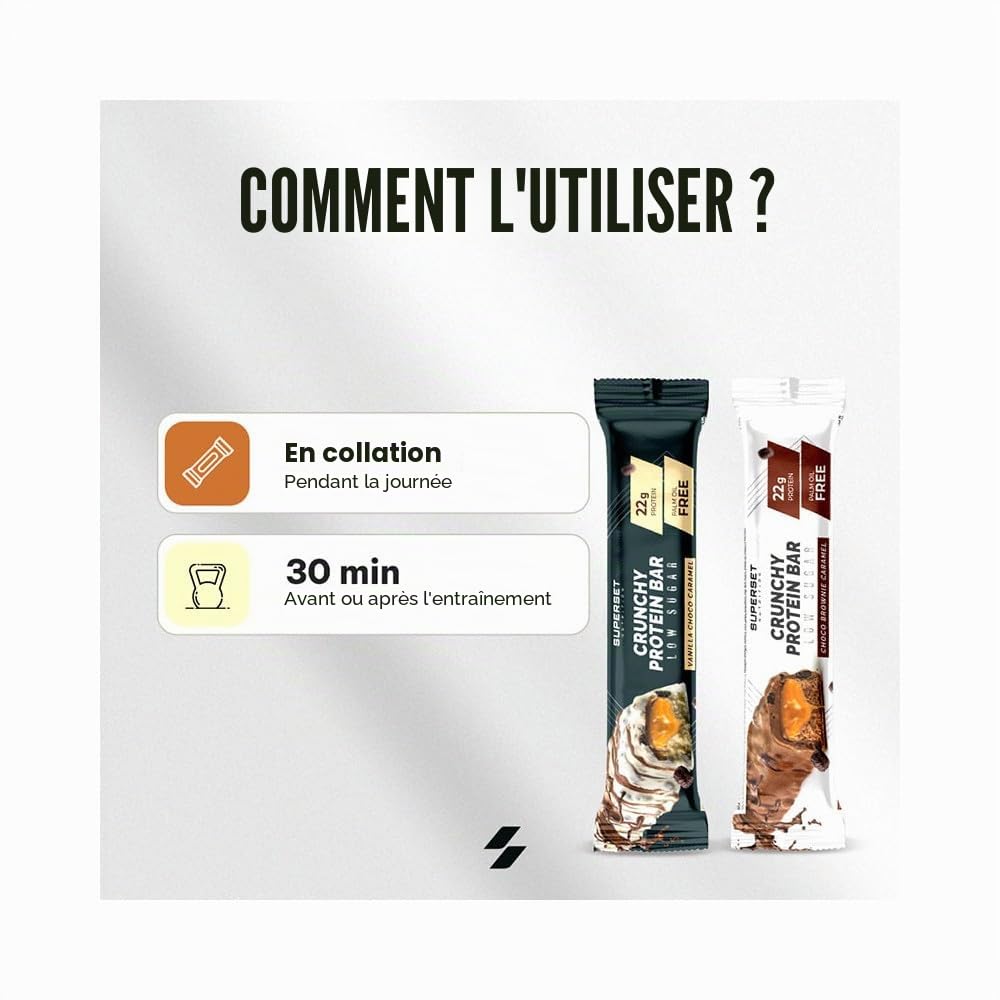 Superset Nutrition | Crunchy Protein Bar (15x60g) | Barres protéinées | Moelleuses, croustillantes et 36% de protéines - Vanille Choco Caramel