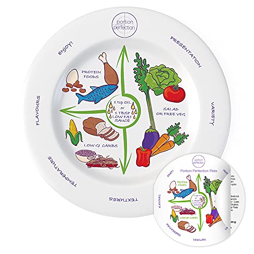 Portion Perfection Portion Control Plate 10” For Weight Loss, Diabetes & Healthier Diets | Weight Control Plate For Women, Men & Children | Bpa Free Melamine Diabetic Plate For Portion Size Dishes #TOP6