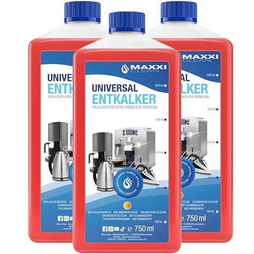 Maxxi Clean Power Universal Entkalker für Ihren Kaffeevollautomaten | Für alle bekannten Marken geeignet | Kalklöser für extra gründliche Reinigung (3x 750 ml)