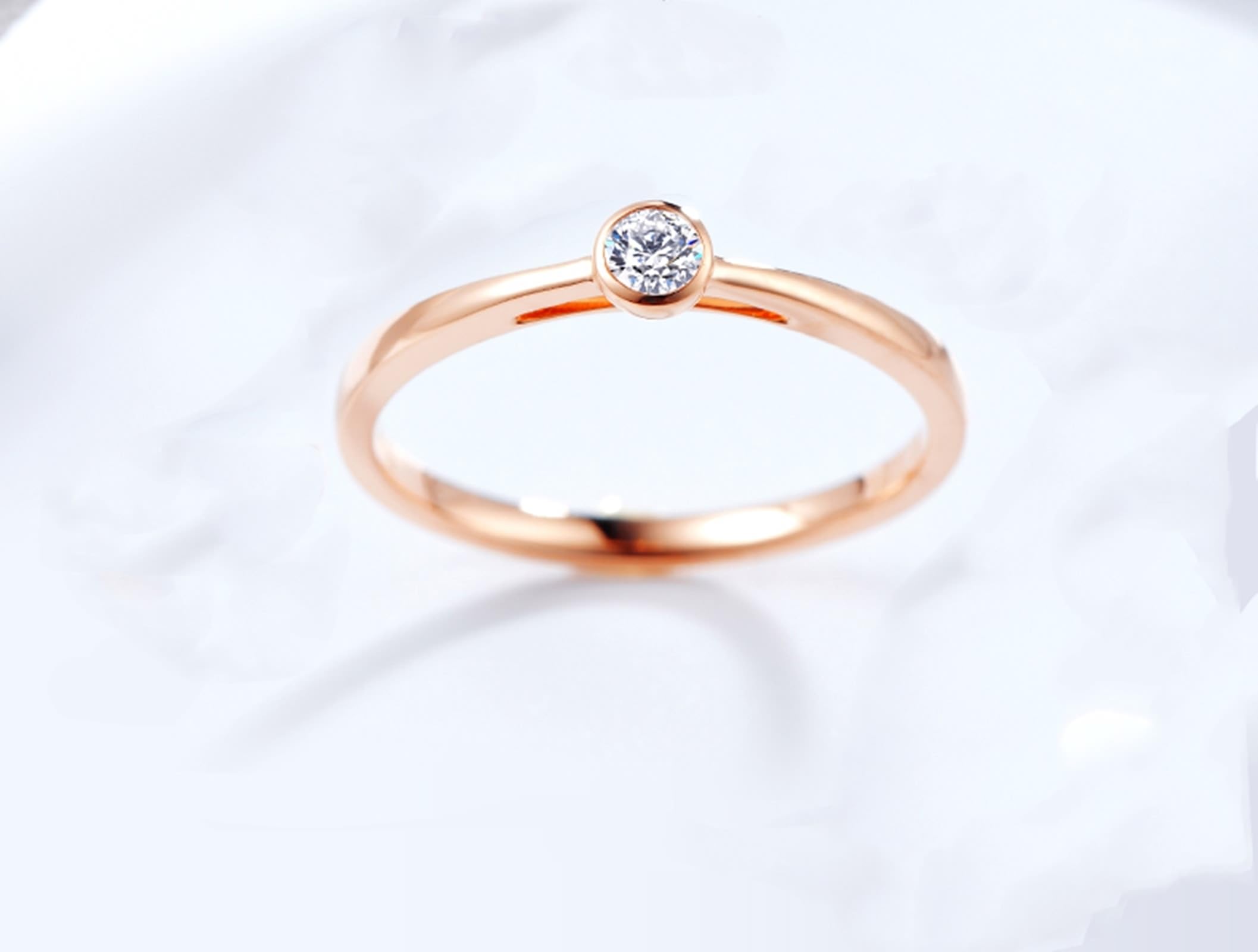 Wycian Anillo Compromiso Anillo Diamante Mujer Oro Rosa de 9K/14K/18K con Diamante de 0,08 CT Talla 12 Sólido No Chapado Moderno para Señoras Navidad Joyas