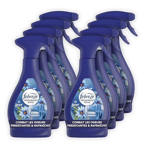 Febreze Spray Désodorisant Textile (500ml x8), Envolée d'Air de Lenor, Combat Les Odeurs Emprisonnées Dans Les Tissus, Laisse Un Parfum Frais