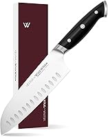 Vista 1 de 7 Inch Santoku Knife – Razor Sharp German Steel Kitchen Knife for Chopping, Slicing & Mincing – Hollow Edge Vegetable Knife with Full Tang &