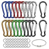 XIECHANEE 20PCS 2" Mini Carabiner Clips, Aluminum Spring Snap Hook with 20PCS Wire Key Ring Clips