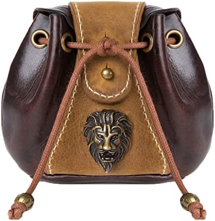 JOYLORD Luxe Dice Bag - Stylish Leather Pouch with Lion Head Design - Ideal Dice Pouch for Dungeons and Dragons Player - Unforgettable Dungeons and Dragons Gifts