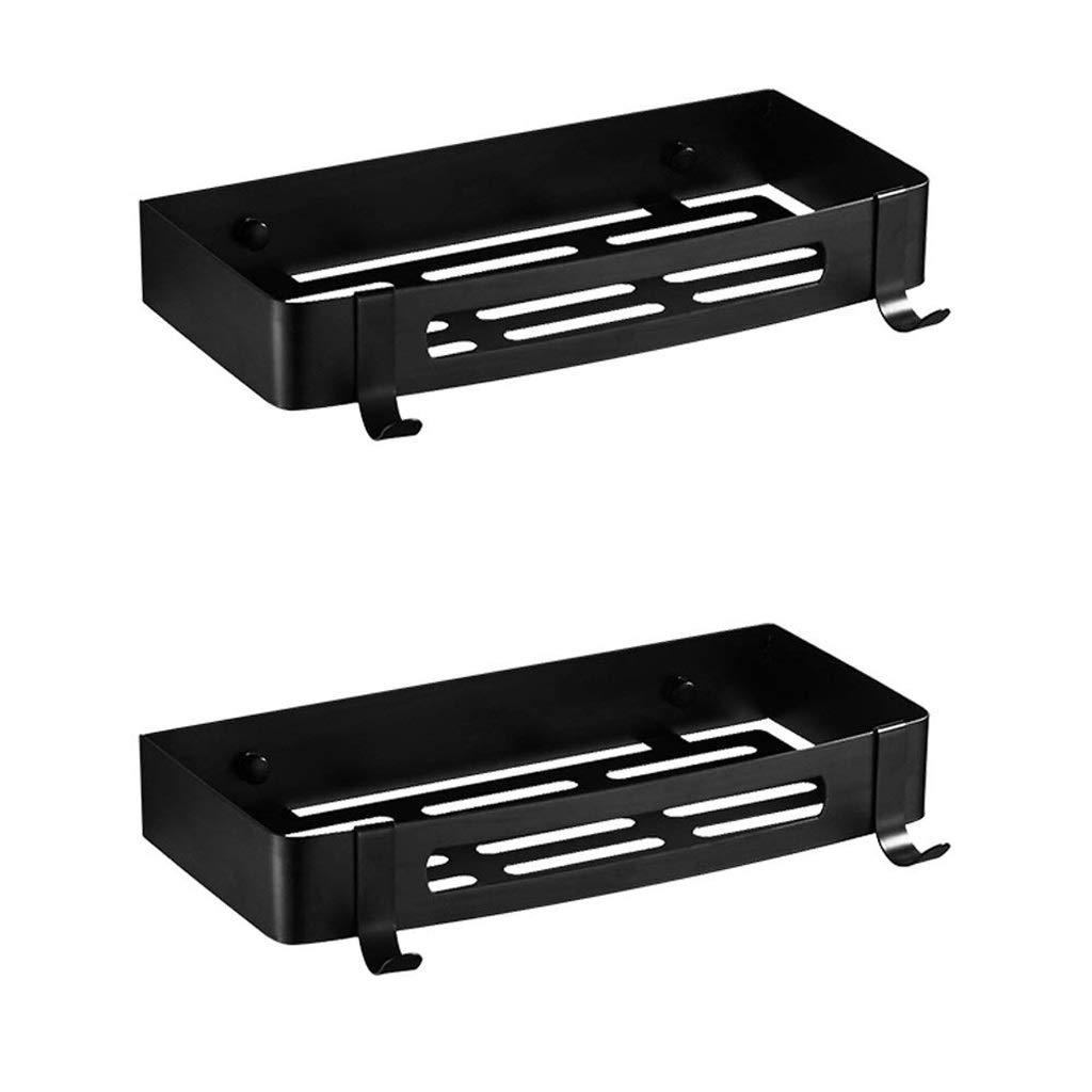 Estante de ducha de acero inoxidable negro mate 2 uds para baño