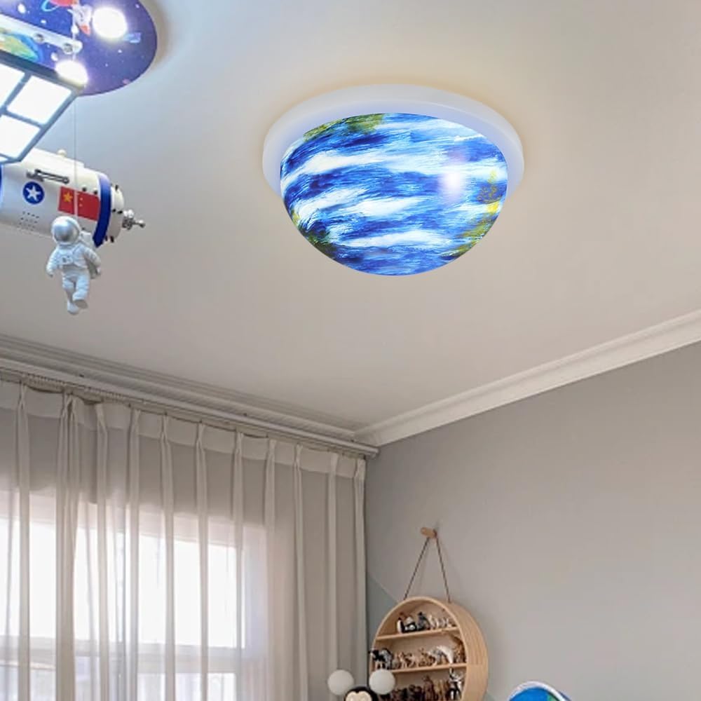 Lampa sufitowa Oprawa oświetleniowa do pokoju sypialnego Lampa sufitowa Led Półkolisty wzór Żyrandol sufitowy do sypialni Rtęć Akryl Niebieski dla dziewczynki Przedszkole / 40 cm