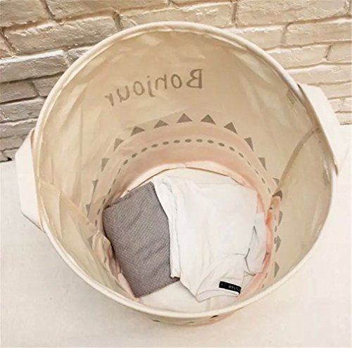 Cesta de lavandería plegable redonda de algodón para ropa sucia 3