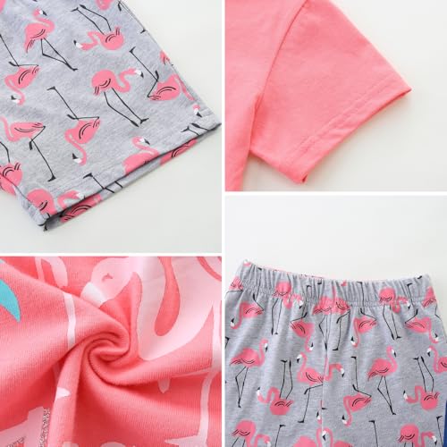 Image of Girls Shorts Set Outfits for Toddler Girls T-shirts Clothing Sets Kids Summer Graphic Cotton Tops Tees 3-7 Years