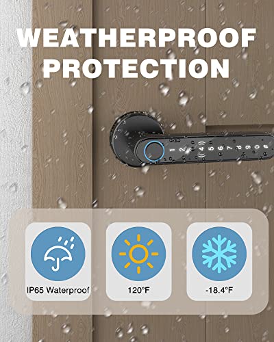 Hoowiser Fingerprint Door Lock Smart Door Knob Handle Biometric Door Lock With App/Key Card/Key For Keyless Entry Door Lock Keypad Touchscreen Password Easy To Install For Bedroom [3Rd Generation] #TOP3