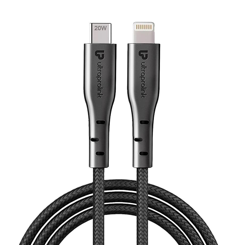 ULTRAPROLINK Type C to iPhone Cable | Volo PD20L PD iPhone Cable |1.0M | Compatible With Charging Adapter | Faster Charging & Sync |Nylon Braided Cable, 20W PD Charger | Strong & Durable | UL1052