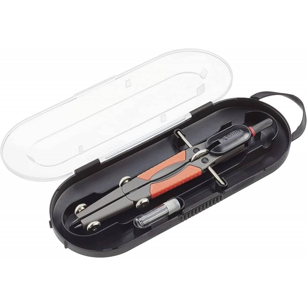rOtring 600 Porte-mines Argenté 0,7 mm dans une boîte cadeau + boussole de réglage rapide 360 mm (compact) + mines HB 0,7 mm