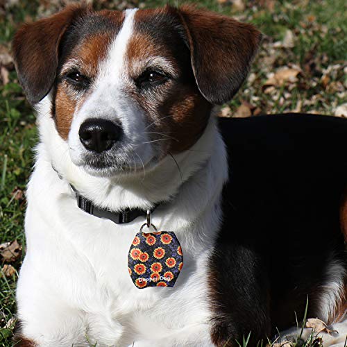 Image of Dapper Dog - Dog Tag Silencer with Tag Ring (Orange Flowers)
