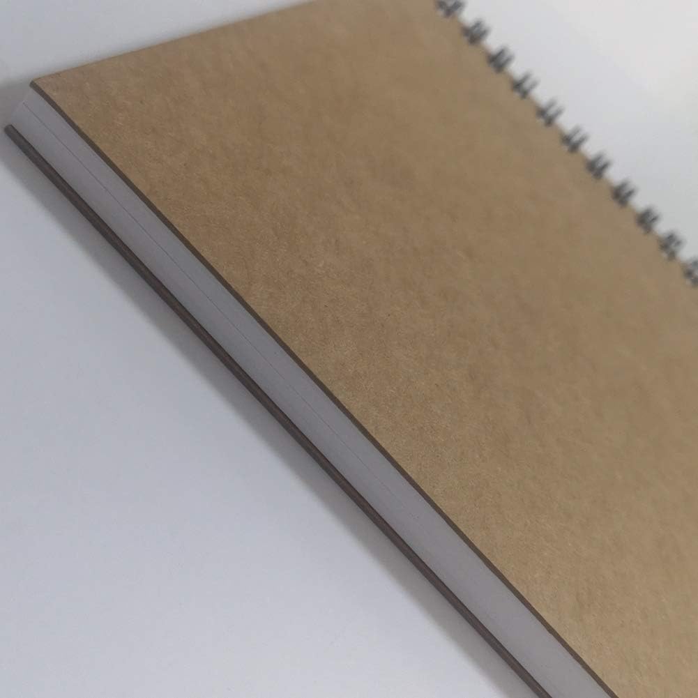 YUREE A5 Spiral Notebook Blank, 100gsm Thick Paper & Hard Kraft Cover, 60 Sheets (120 Pages), 8.35" x 5.9", Brown, 5 Pack - Image 3