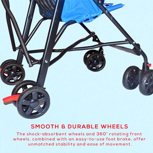 Image of Safe-O-Kid Trekker Safe Pram /Buggy (0-4 Years) with 1 Year Warranty (Model - 2024), Foldable /Portable, Light Weight Stroller for Baby /Kids with Metal Non-Slip Buggy /Pram Clips, Red