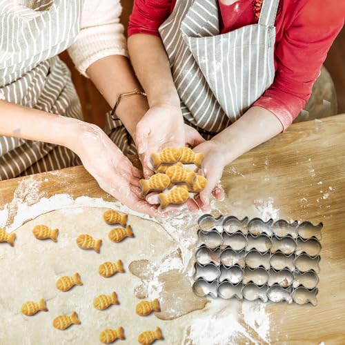 Ninehaoou Gold Fish Cracker Cutter,25 Cavity Cookie Cutter,Mini Cookie Molds with Cleaning Brush,non-stick Dough, Stainless Steels Mold for Baking by Ninehaoou - Image 5