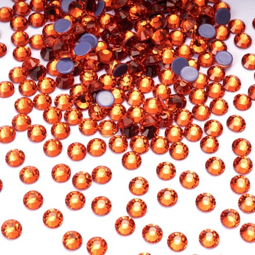 Image of Hotfix Rhinestones Bulk 1500PCS SS12 (3.0-3.2mm), Orange Glass Rhinestones for Clothes, Tumblers, Shoes DIY, Heat Transfer Flatback Gems for Crafts & Decoration