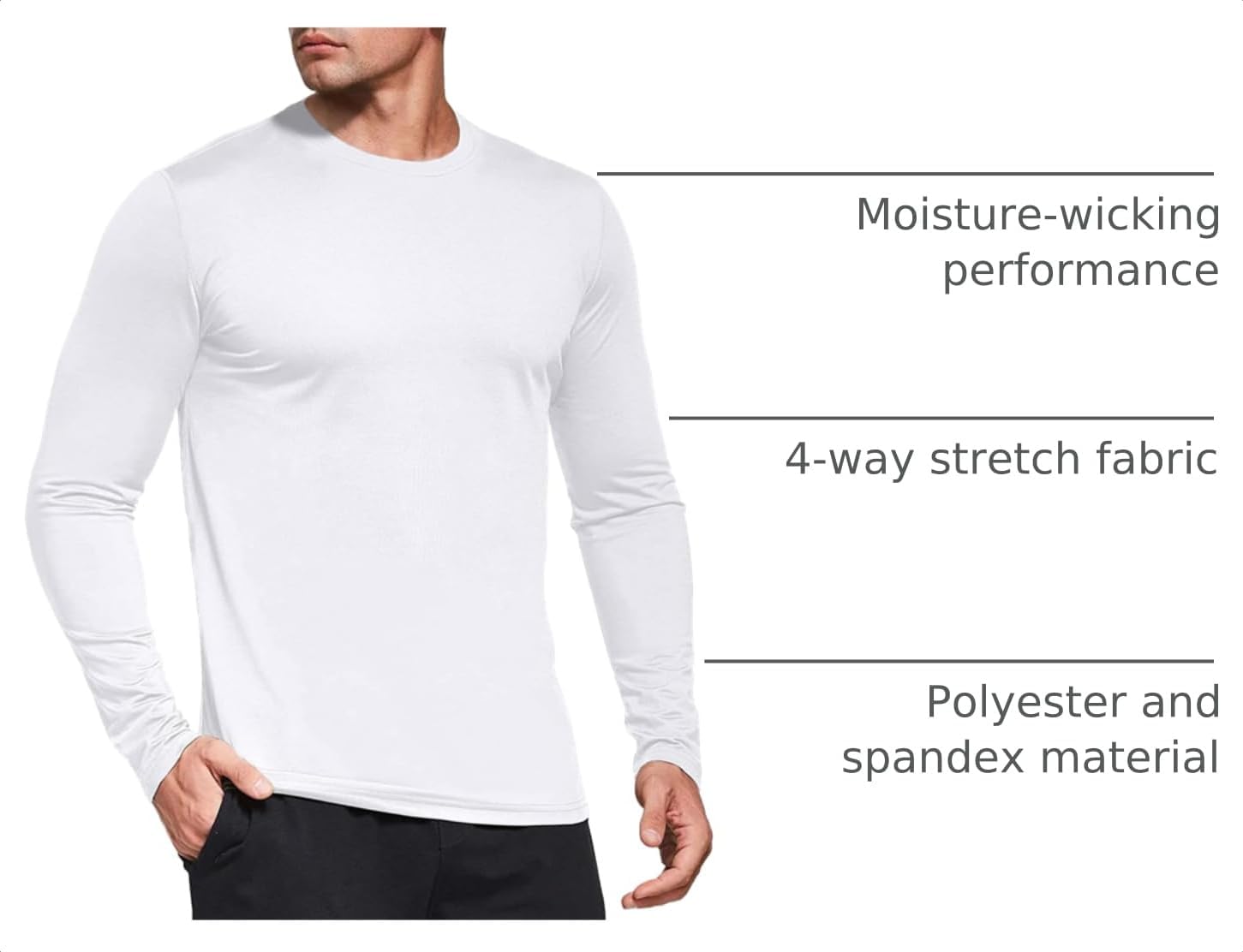 Men's 1, 3 or 5 Pack Performance Long Sleeve T-Shirts, UPF 50+ Sun Protection Shirts, Athletic Gym Workout Shirts for Running image 4