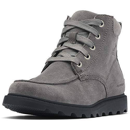 Sorel - Youth Madson Moc Toe Waterproof Boot for Kids, Suede, Quarry, Chrome