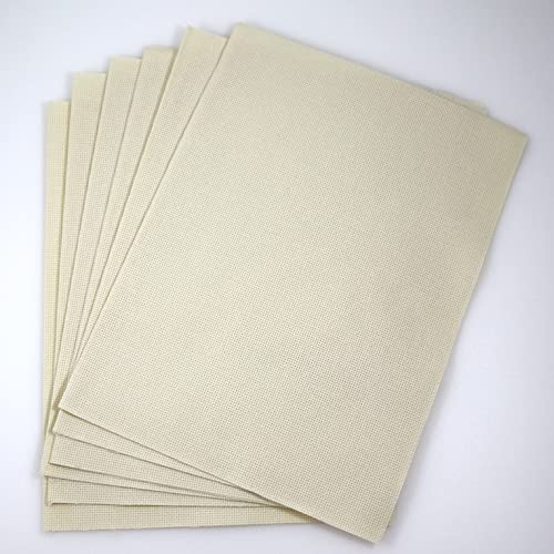 Image of KCS 4 /6 pc of 12 inch x 18 inch 30cmx45cm 16CT Counted Cotton Aida Cloth Cross Stitch Fabric (Cream, 6 pc)