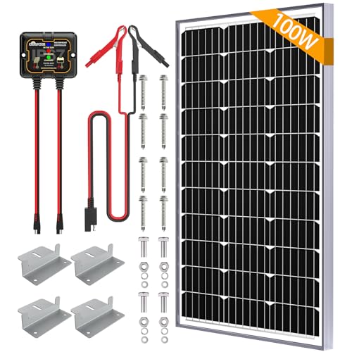 SOLPERK 100W Solar Battery Charger Solar Battery Maintainer + Smart 10A MPPT Charge Controlle, Solar Panel Kit for Car RV Boat Motorcycle，12V Waterproof Solar Panel Charger Trickle Charging