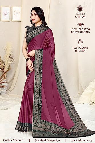 Image of MIRCHI FASHION Women Saree Ethnic Motif Print Chiffon | Breathable Lightweight Plain Weave Sari for Office and Daily Use (Available in 20 Designs)