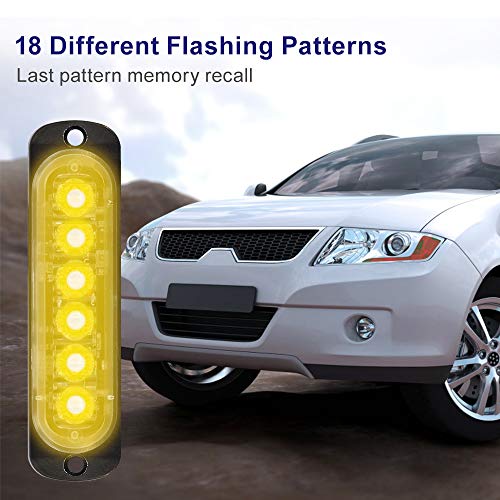 4-Pack 6 Led Amber Strobe Lights Vehicles Trucks Emergency Strobe Lights Kit 12V -24V Warning Hazard Flash Strobe Lights Bar Grill Grille Surface Mount Super Bright Waterproof #TOP5