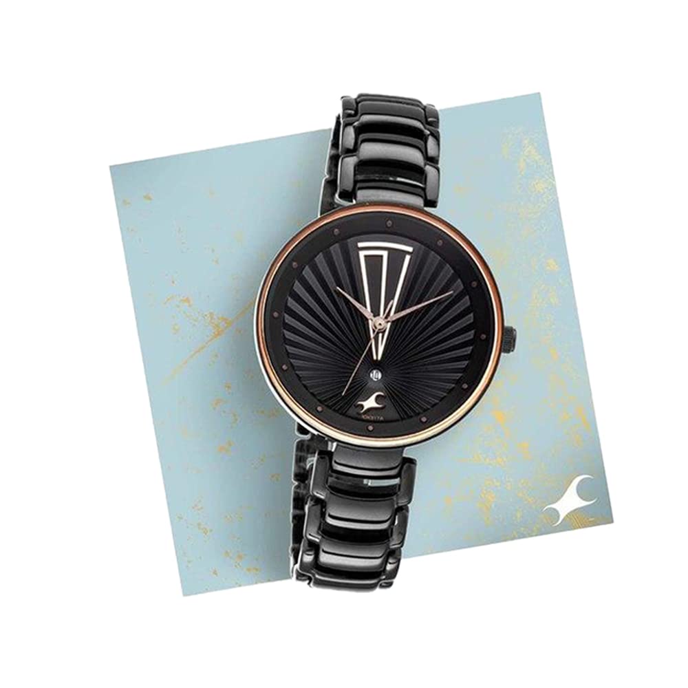 Fastrack Ruffles Quartz Analog with Date Black Dial Stainless Steel Strap Watch for Girls-NS6216NM01 (B08H82GSDJ) Amazon Price History, Amazon Price Tracker