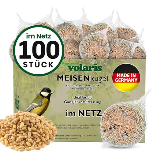 Eggersmann volaris Meisenknödel mit Netz 100 Stück [MEISENkugeln] 9 kg Vogelfutter für Wildvögel Nährstoffreiche Vogelknödel für alle Gartenvögel Meisenknödel im Netz ganzjährig & energiereich