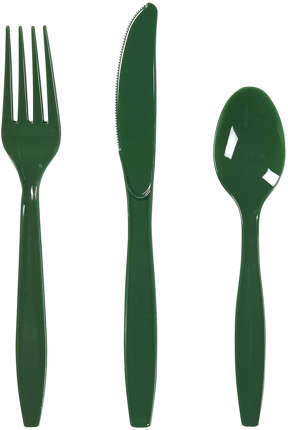 Assorted Hunter Green Boxed Plastic Cutlery Set- 24 pcs.
