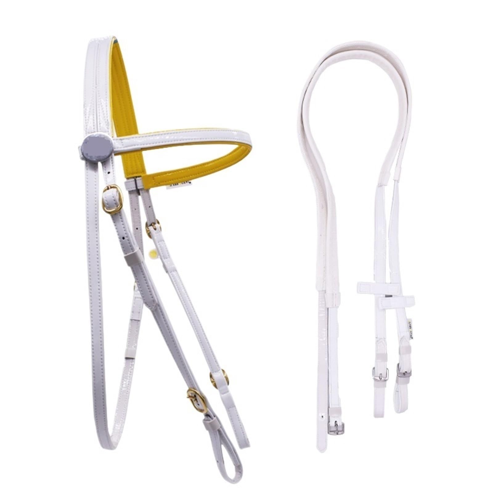 Cabezada de cuero Rading acolchada for caballos con hebilla Incluye riendas tela topes mano Cuero(WHITE)
