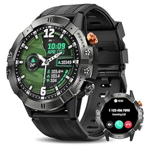 Smart Watches for Men, Bluetooth Call Military Smart Watch, Waterproof Fitness Tracker with Heart Rate/Blood Oxygen/Sleep Monitor/124 Sports Modes, Tactical Watch for Android Phones & iPhone (Black)