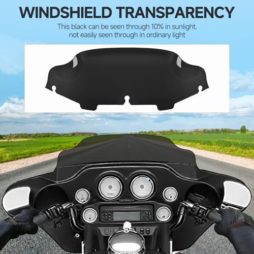 Image of Motorcycle 6 inch Windshield Windscreen Windshield Fit For 1996-2013 Harley Davidson Touring Street Glide Electra Glide Tri Glide Flht Flhx Flhtk Flhtc Flhtcu, Black