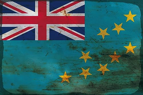 AGDeko® Blechschild Tuvalu Flag Fahne Flagge of Tuvalu Rost Größe 30x20 cm