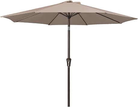 JEAREY 9FT Outdoor Patio Umbrella Outdoor Table Umbrella with Push Button Tilt and Crank, Market Umbrella 8 Sturdy Ribs UV Protection Waterproof for Garden, Deck, Backyard, Pool Khaki