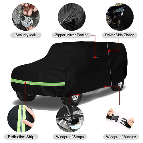 Image of Waterproof Car Covers Replace for 1978-1996 Ford Bronco, 6 Layers All Weather Custom-fit Car Cover with Zipper Door & Windproof Bands for Snow Rain Dust Hail Protection