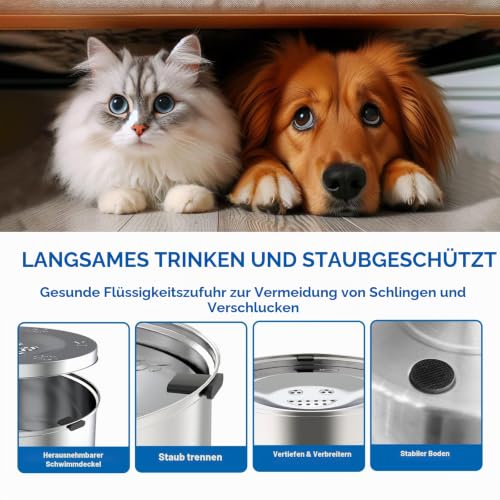 RYAKKA 1L Wassernapf Hund Ohne Sabbern Edelstahl Reisenäpfe Trinknapf Hund Anti Schlabber Drinking Bowl,Slow Feeder Hundenäpfe für kleine und Katzen