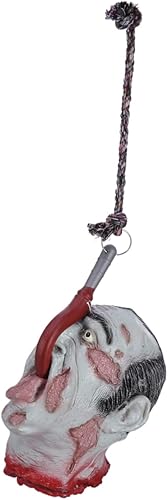 NOLITOY Decoración de calavera de Halloween para fiesta de Halloween, cabeza colgante, cara quemada, Halloween, espeluznante, decoración de cabeza