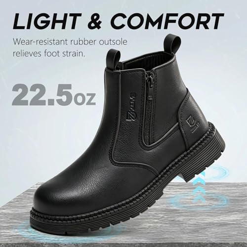 Image of Unisex-Adults Steel Toe Chelsea Boots, Men's Industrial Construction Shoes, Waterproof, Lightweight, Comfortable, Non-slip Safety Boots