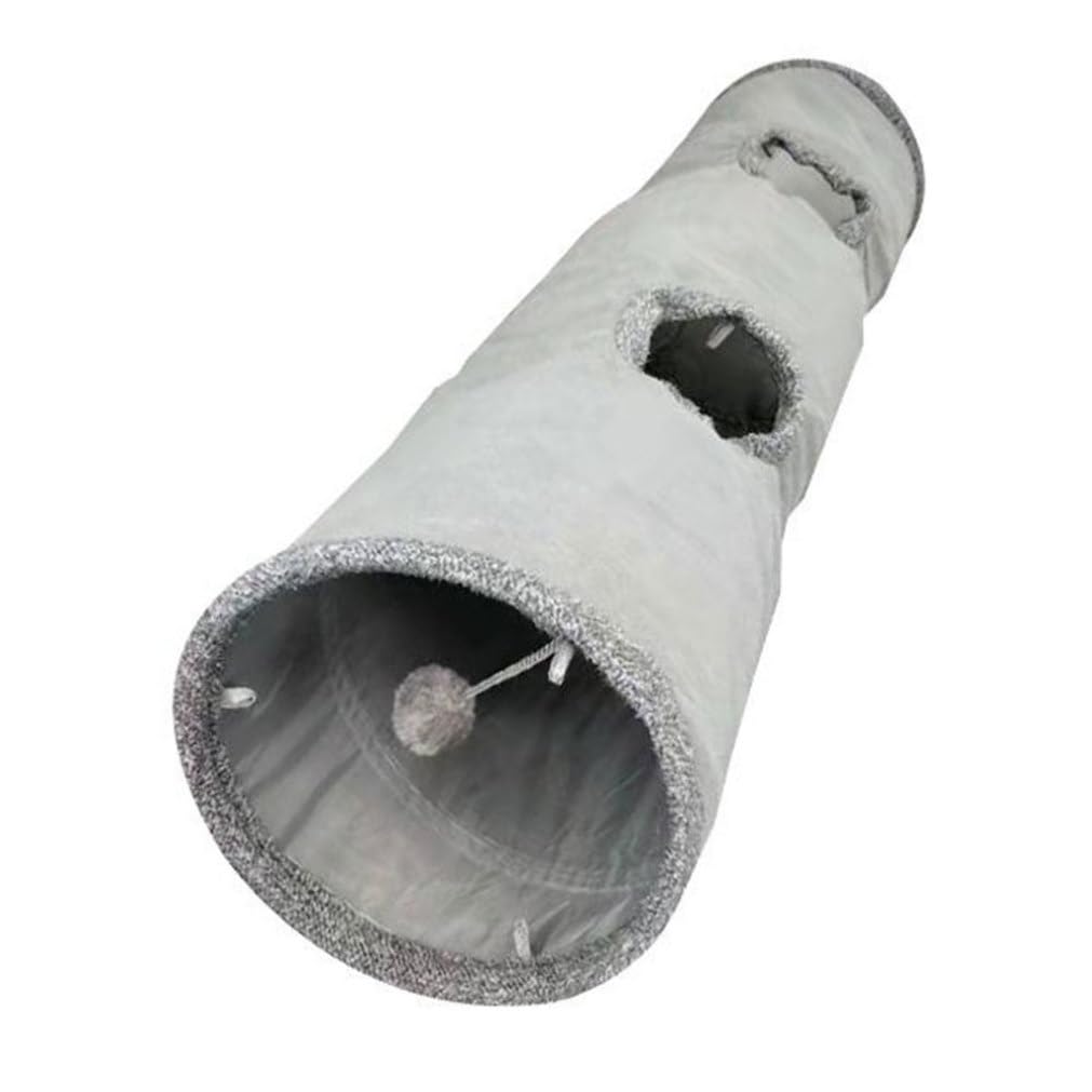 Tunnel pour chat pliable 30x130cm avec trou et balle suspendue