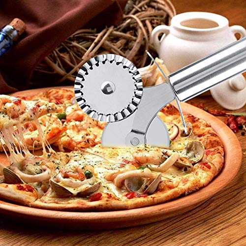Multi-função de Aço Inoxidável Pizza Duas Rodas Cortador de Segurança Faca de Bolo Cortador de Pizza