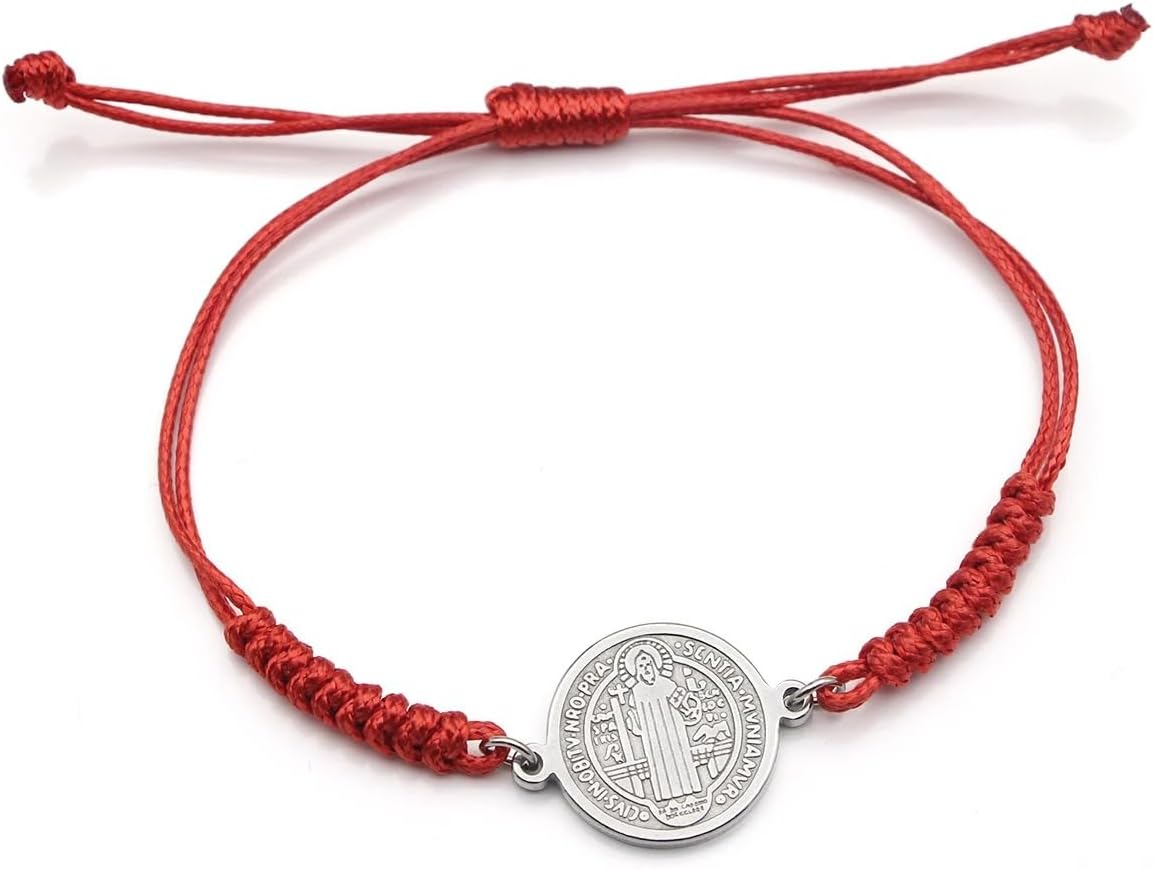 925 Sterling Silver San Benito Bracelet For Women And Men, Catholic Multicolor Bracelet St. Benedict Medal Hand Knitted Knot Coin Beaded Adjustable Religious Prayer Faith - Image 6